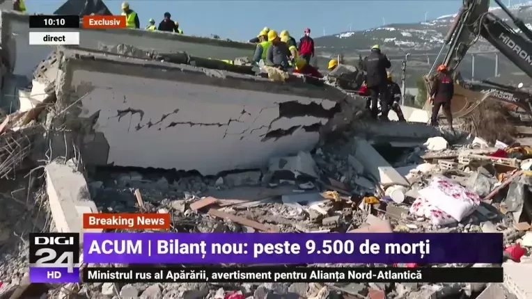 Aproape 9.500 de morti in Turcia si Siria, stare de calamitate in zece provinci